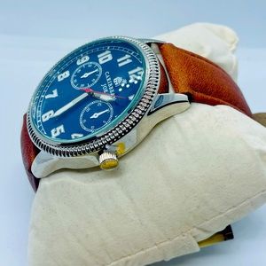 Brand New Never Worn Men’s Caribbean Joe Watch w/Brown Band & Silver / Blue Face